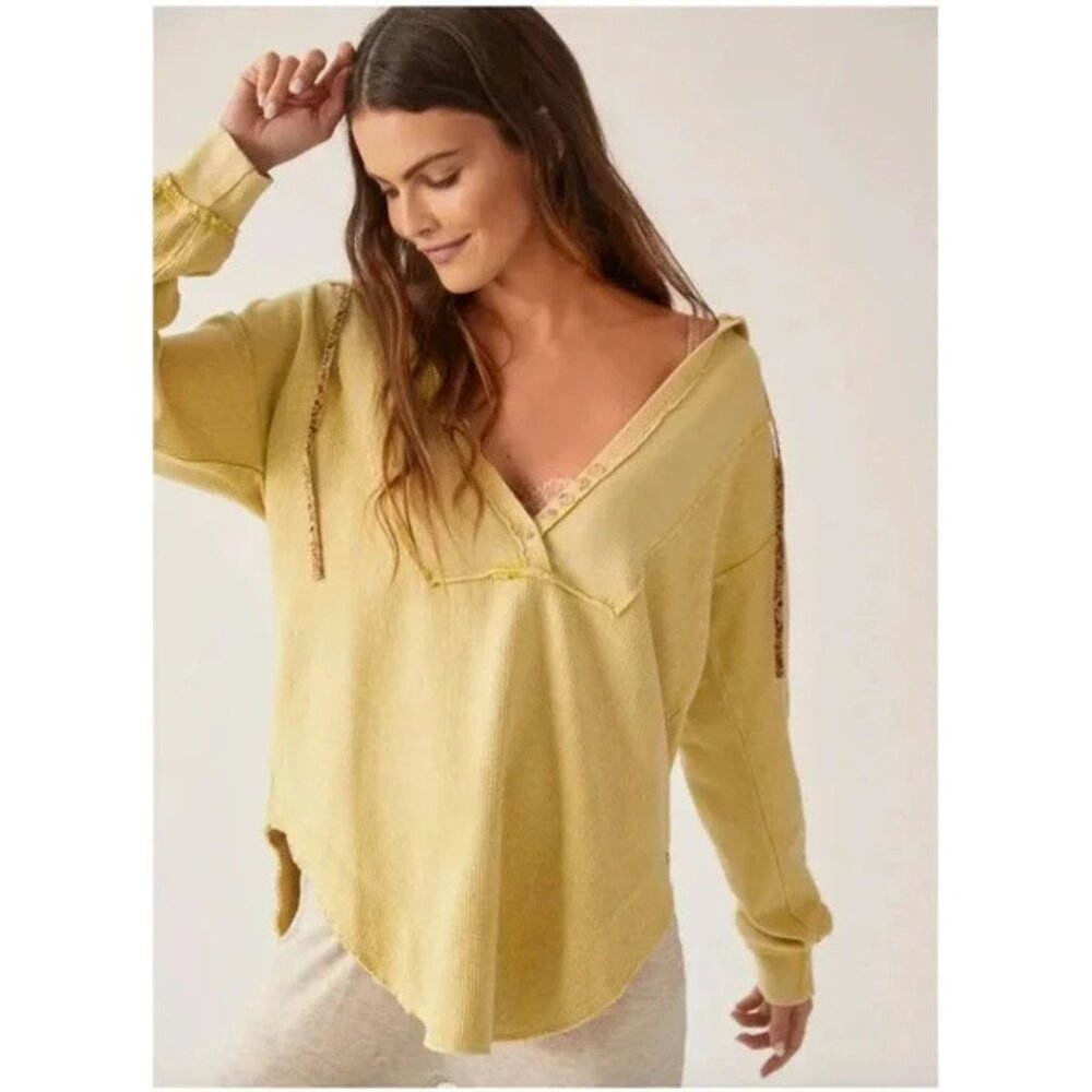 Anthropologie Pilcro Surplice Tunic Hoodie Yellow Size XS